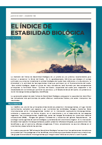 Boletín Junio #106 El índice de Estabilidad Biológica