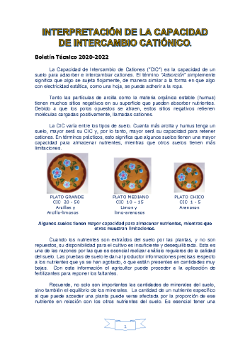 INTERPRETACIÓN DE LA CAPACIDAD DE INTERCAMBIO CATIÓNICO Boletín técnico 2020-2022