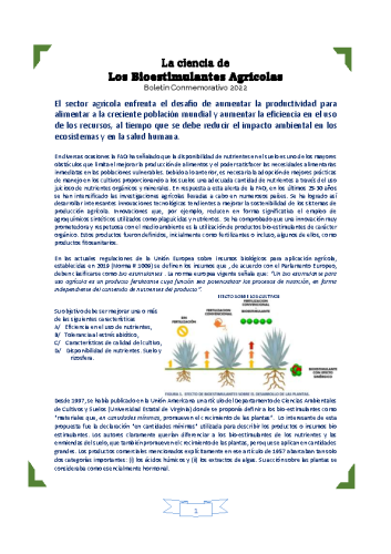 La Ciencia de los Bioestimulantes Agrícolas. Boletín Conmemorativo 2022 Día internacional de la Tierra.